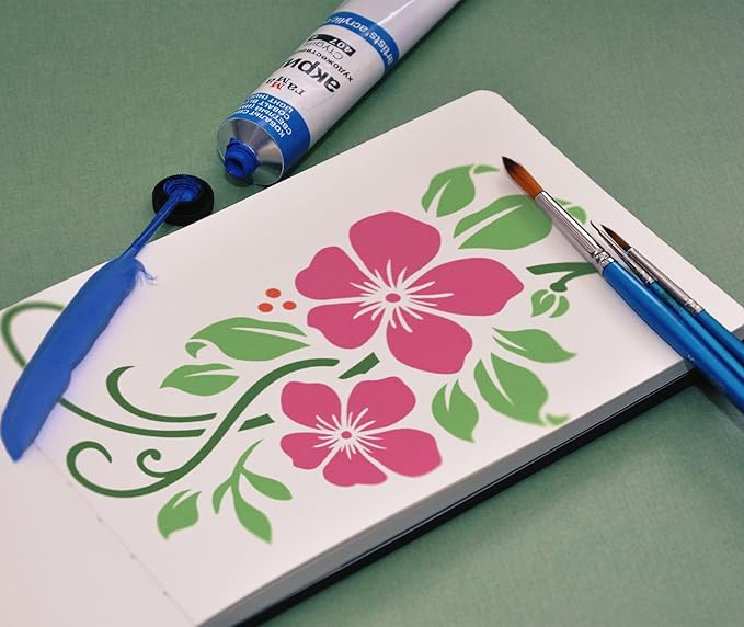 YKW 8 Pack Floral Stencils for Painting, Reusable Plant Spray Paint Templates - Large 11x8 Flower Patterns for Wall, Fabric, Wood,Stone - DIY Home Decor (Plant-Flower)