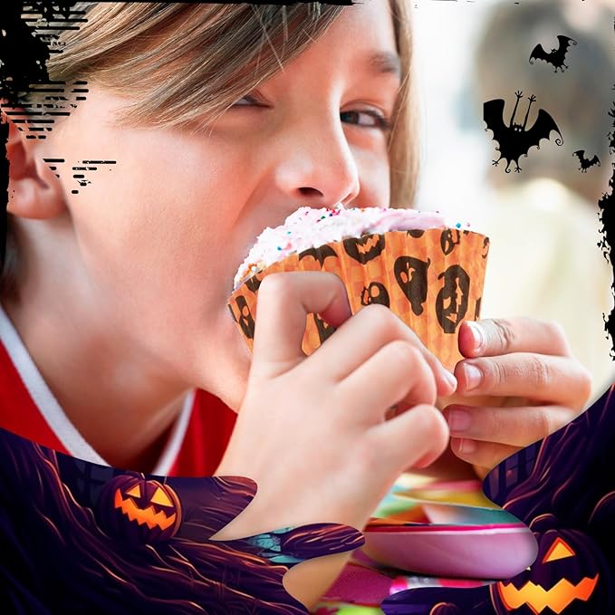 600 Pack Halloween Cupcake Liners Cupcake Wrappers Disposable Baking Cups Muffin Liners for Halloween Party Candy Cake Decorations Supplies (12 Styles)