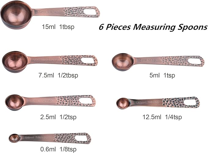 Smithcraft Measuring Cups and Spoons Set 12, Copper Measuring Cups and Spoons Set, Stainless Steel Measuring Cups and Spoons Set, 5 Measure Cups & 6 Measuring Spoons w/Leveler for Kitchen&Baking