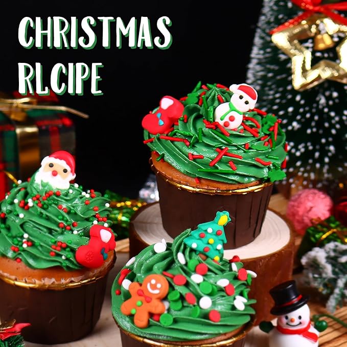Christmas Sprinkles for Cake Decorating Edible Red and Green Sprinkle Mix Jimmies Sanding Sugar Cake Sprinkles for Baking Cupcake Cookies Ice Cream Topper Xmas Party 6.35 ounces