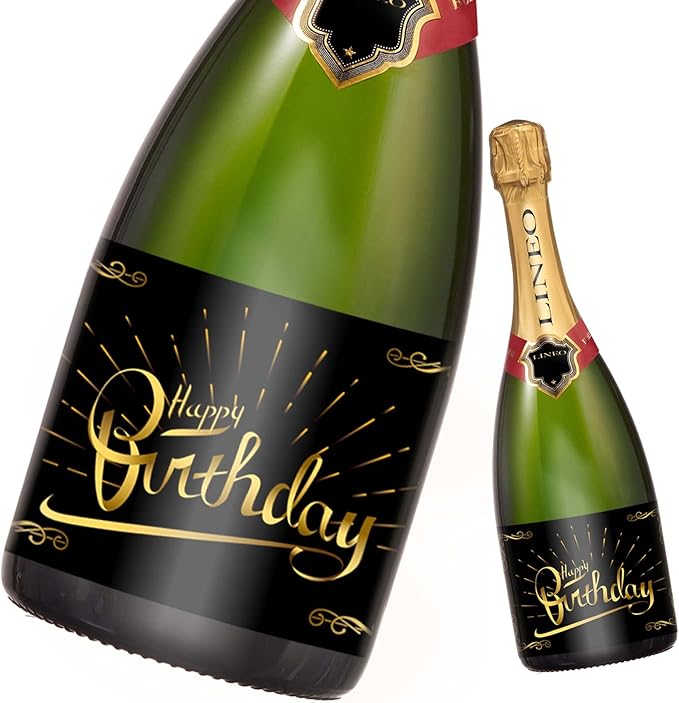 2-Pack Birthday Bottle Labels, Self-Adhesive “HappyBirthday” Stickers for Champagne & Wine Bottles, Fun Gift Idea for Men & Women, 5.8 x 4.1 in (Happy Birthday)