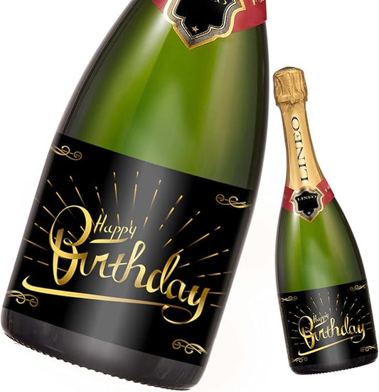 2-Pack Birthday Bottle Labels, Self-Adhesive “HappyBirthday” Stickers for Champagne & Wine Bottles, Fun Gift Idea for Men & Women, 5.8 x 4.1 in (Happy Birthday)