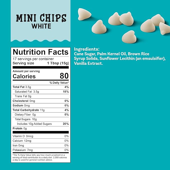 Enjoy Life Baking White Baking Chips, Dairy, Soy, & Nut Free, Non GMO, Gluten Free, Vegan Chocolate Chips, 9 oz (Pack of 6), Bake The Best Brownies, Cakes, Cookies, & Pancakes