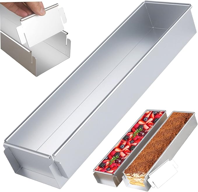 Rectangular Cake Pan 16.4x3.9x2.4 Inch Tiramisu Pan with Removable Baffle Plate Non-stick Rectangle Cake Easy to Clean Ice Cream Mold for Kitchen, Rectangular, Rectangle