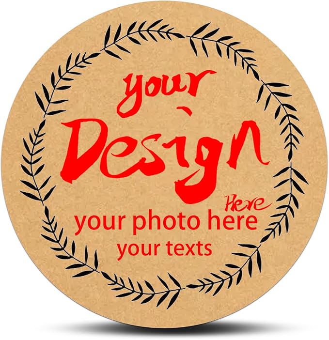 Custom Lable Stickers Round Kraft Paper Stickers, Customized Jars Labels Bakery Package Label with Floral Wreath Personalized with Texts, Logo, Thank You Labels for Business 100pcs (Style 7)