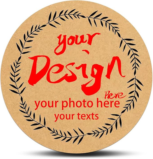 Custom Lable Stickers Round Kraft Paper Stickers, Customized Jars Labels Bakery Package Label with Floral Wreath Personalized with Texts, Logo, Thank You Labels for Business 100pcs (Style 7)
