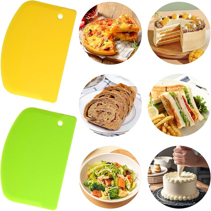 5 Pack Dough Scraper, Hard Bench Scraper, Flexible Plastic Scrapers, Multi-Purpose Kitchen Bench Scrapers, Kitchen Pastry Cutter Tool for Bread Dough Pastry Pizza Baking Cake (Multicolor)