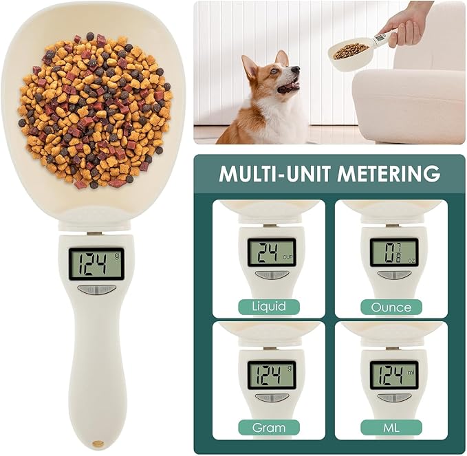 Digital Measuring Spoon, Weighing Food Measuring Scoop Scale, LCD Electronic Food Scale for Kitchen Gadgets, Baking Cooking Coffee, Pet Dog Cat Food, High Precision Grams Measuring Cup Fall Gifts