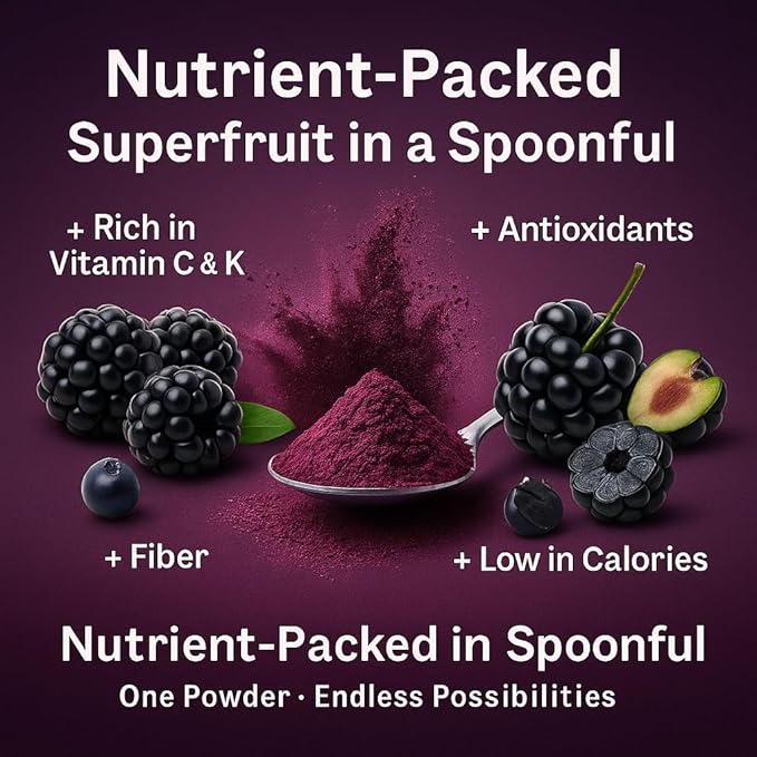Confect Blackberry Powder | Pure & Natural Fruit Powder for Smoothies, Baking, Beverages, Juices, Tea & DIY Recipes | Vegan, Gluten-Free, No Added Sugar – 3.5 OZ
