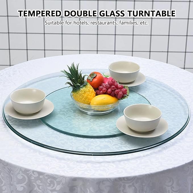 Commercial Restaurant Serving Lazy Susan Turntable, Glass Rotating Serving Tray for Dining Cake Table, Lazy Susan for Table top, Rotating Centerpiece Tray, for Home, Party, Hotel