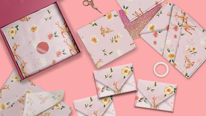 Pro Supply Global Bambi Deer Printed Tissue Paper for Gift Bags or Boxes and Wrapping - Baby Shower Bulk Decorative Art Tissue Paper for Packaging and Gifting | 24 Sheets 20" x 30"