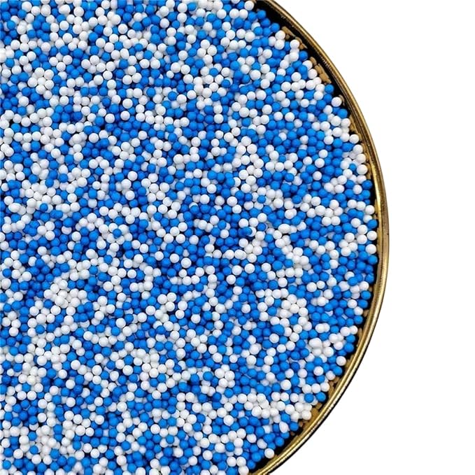 Sprinkles, White Edible Pearl Sprinkles for Cake Decorations, Baking, Ice Cream, Cookies, Cupcake Topper Edible Pearls Sprinkles - 2mm Matte White Sugar Pearls for Cake Decorating ( 130g/4.6oz )1 Bottle (2mm Blue white)