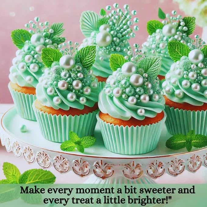 Confect Love Disco Balls Thistle Green Decorative Candy Pearls, Cake Decorating Sprinkles | Vegan, Gluten-Free, Soy-Free, Dairy-Free, Palm Oil-Free – 4.2 Oz