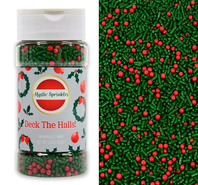 Mystic Sprinkles Christmas Holiday Sprinkle Mixes (Deck The Halls! Sprinkle Mix 3.4oz)