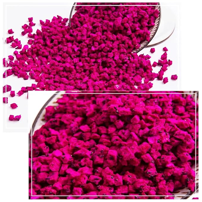 Mkostlich Freeze-dried Dragon Fruit, 200g/2x3.52oz Dragon Fruit Snacks with 1 Ingredients, No Sugar Added, Dragonfruits Cube for Drink, Baking, Breakfast Cereal