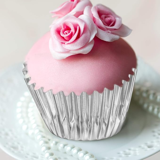 Sumind 400 Pieces Mini Foil Cupcake Liners, Metallic Baking Cups, Disposable, Silver, Various Occasions