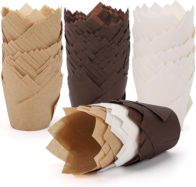 300pcs Cupcake Liners Muffin Liners Tulip Baking Cups Greaseproof Paper Wrapper for Party, Christmas