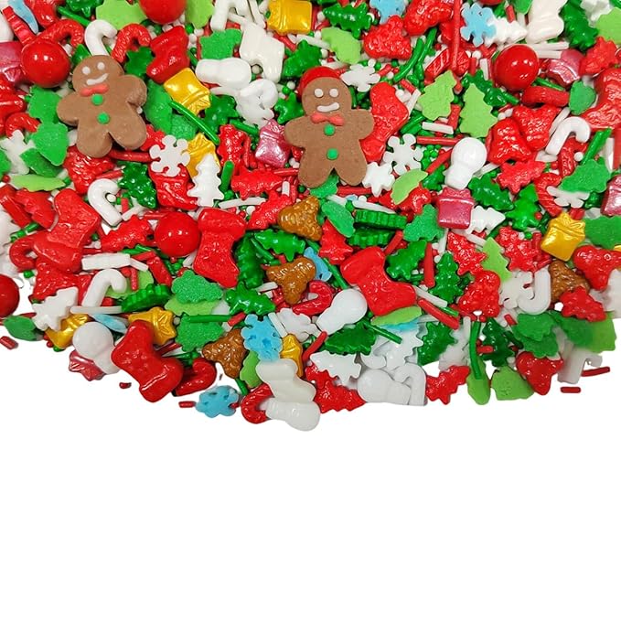 Homankit Christmas Sprinkles for Cake Decorating Edible Gingerbread Man Sprinkle Mix Cake Cupcake Toppers Cookie Dessert Decorations 3.53 Ounces