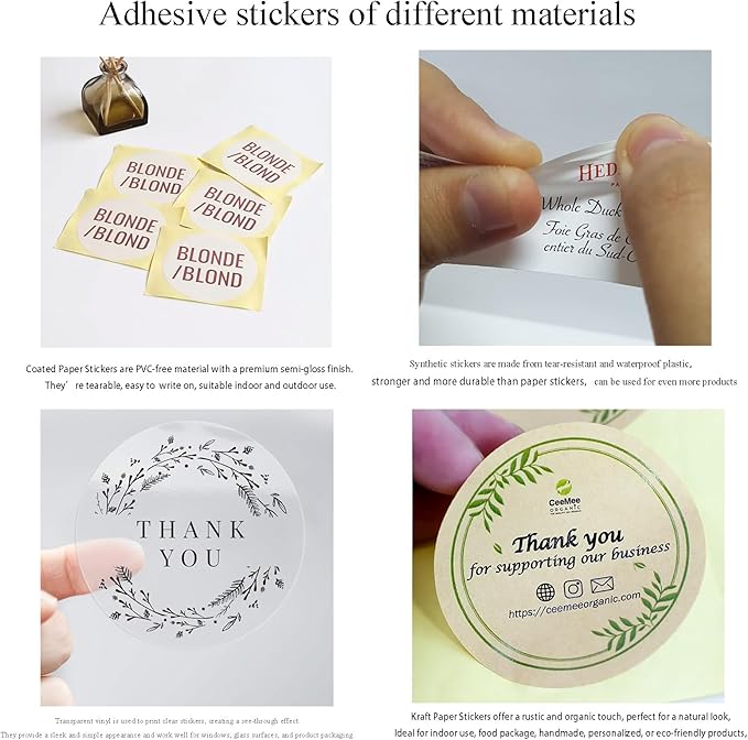 Custom Stickers for Business Logo Personalized Label Stickers Customized 100,200pcs, 1",1.5",2", 3", 4"