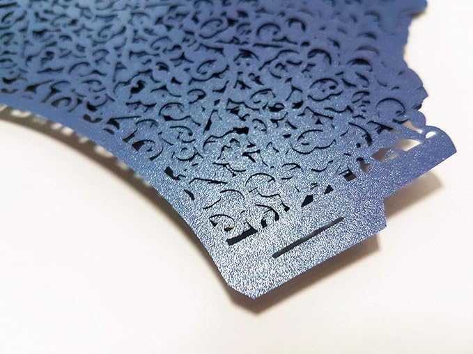 YOZATIA 60PCS Standard Navy Blue Cupcake Wrappers, Laser Cut Vine Lace Cupcake Decorative Liners for Party Supplies (Navy Blue)