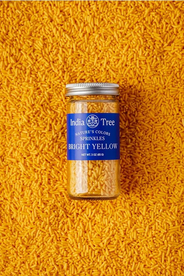 Bright Yellow Sprinkles – Vegan, Non‑GMO, Dye‑Free, Allergen‑Free, 3 oz Jar – India Tree Nature’s Colors