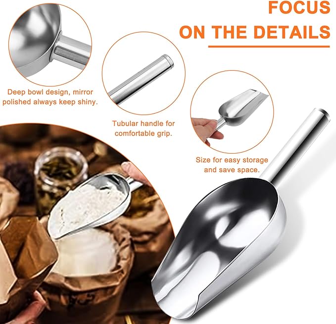 Flour Sifter, 8 Cup Stainless Steel Flour Sifters, 4 in 1 Baking Sifter Set with Powder Sugar Shaker Duster, Strainers Fine Mesh and Metal Scoop for Baking Cake, Pastries, Pies, Cupcakes, Desserts