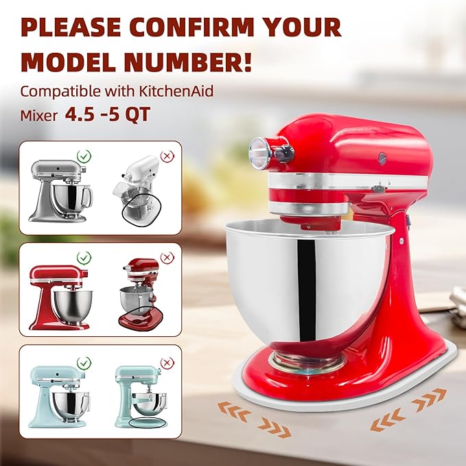 Mixer Slider Compatible with 4.5-5 QT Kitchen Aid Stand Mixers, Kitchen Countertop Storage Mover Sliding Caddy Mixer Slider Mat for Kitchen Aid Stand Mixer Accessories Attachment (Bamboo - White)