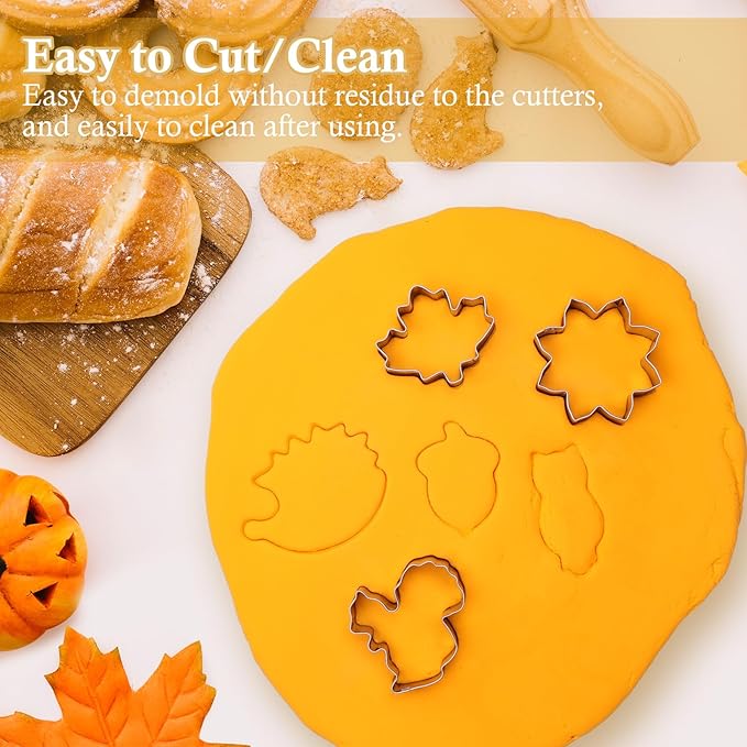 14-Piece Thanksgiving Cookie Cutter Set - Classic Thanksgiving Patterns, Food-Grade Stainless Steel, Easy Demold & Perfect for Holiday Baking