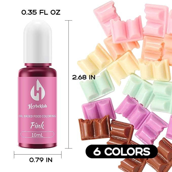 Oil Based Food Coloring for Chocolate 6 Colors x 10 ml Concentrated Oil Food Coloring for Melting Chocolate Candy Melts Cake Pops Strawberries