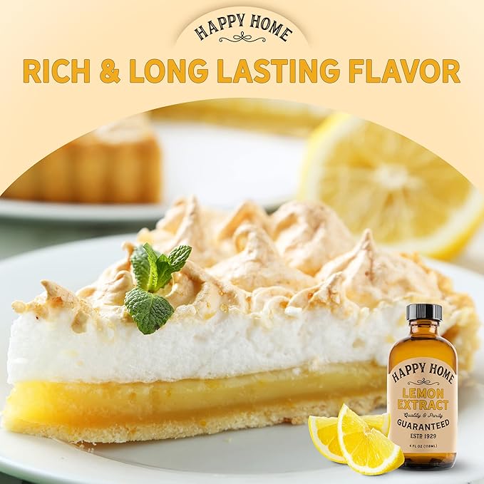Happy Home Pure Lemon Extract- Certified Kosher, 4 oz.