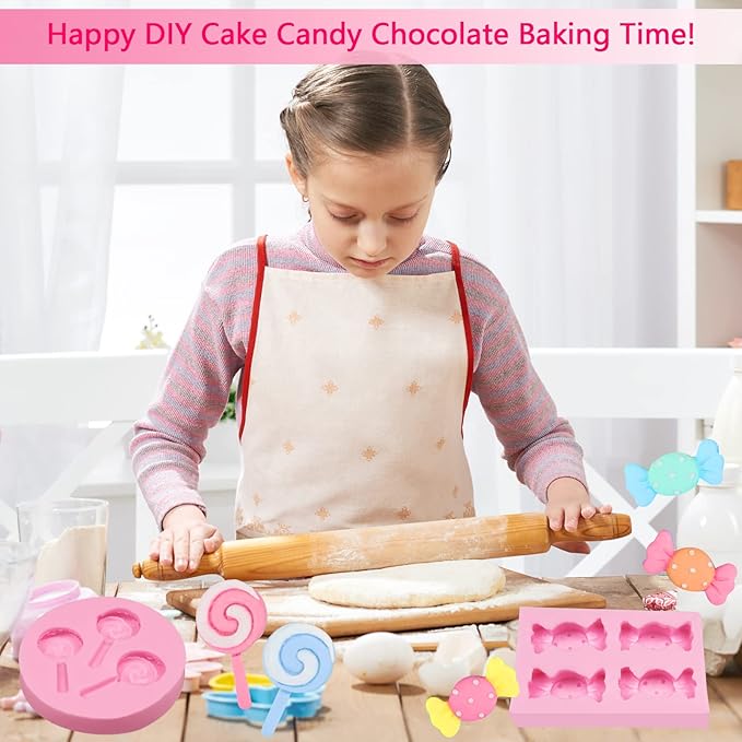 Lollipop Fondant Molds 3 Pcs, Candy Shape Cake Decorating Molds for Baking Cupcake Toppers, Chocolate, Sugar Crafting, Marzipan, Year Rounds, Cookies, Modeling Clay, Resin Crafts, Plaster