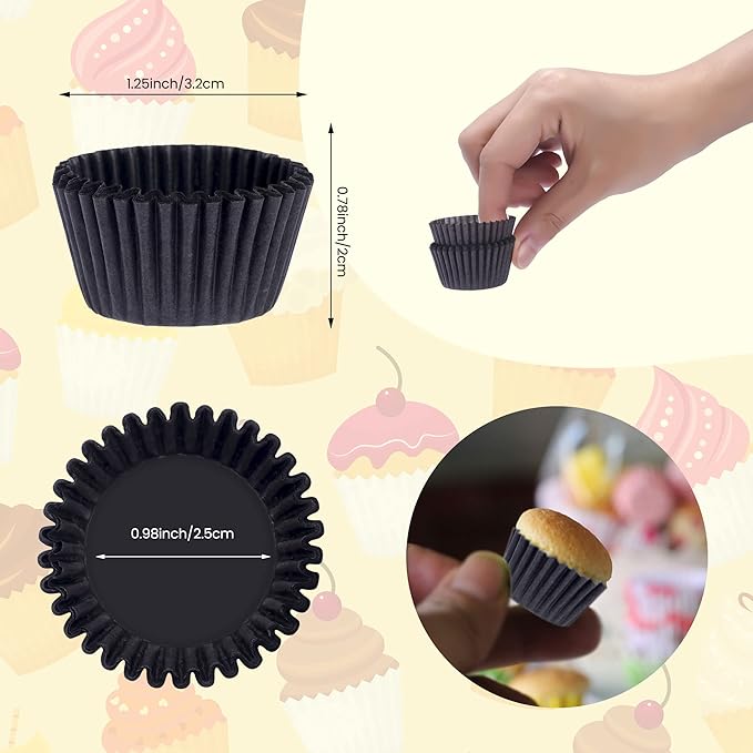 NUOMI Super Mini Paper Baking Cups 1 Inch Cupcake Liners 1000 Pieces Muffin Wrappers, Brown