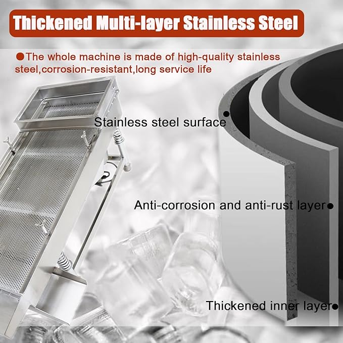Electric Vibrating Sifter with 12mm Screen Straight Vibrating Sieve Shaker Stainless Steel Linear Sifter Machine Linear Shaker Single Motor 110v 80W