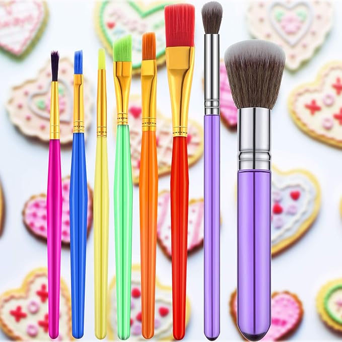 8 Pcs Christmas Cake Candy Decorating Brushes Food Fondant Tools Food Painting Brushes for Cake Chocolate Sugar Cookie Decorating Supplies with Fondant Gum Paste Tool for Christmas Xmas Party Supplies
