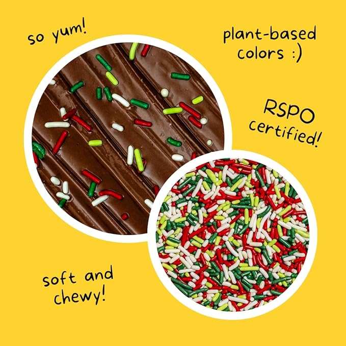 Christmas Softies Natural Sprinkles by Supernatural, Made in USA, No Artificial Dyes, Soy Free, Gluten Free, Vegan, 16oz