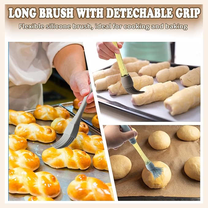 Basting Brush for Cooking, 4 Pack Silicone Oil Brush Basting Brush for Cooking, Silicone Heat Resistant Pastry Brushes, Food Brush for Baking Cooking Kitchen Gadget Home Outdoor Use