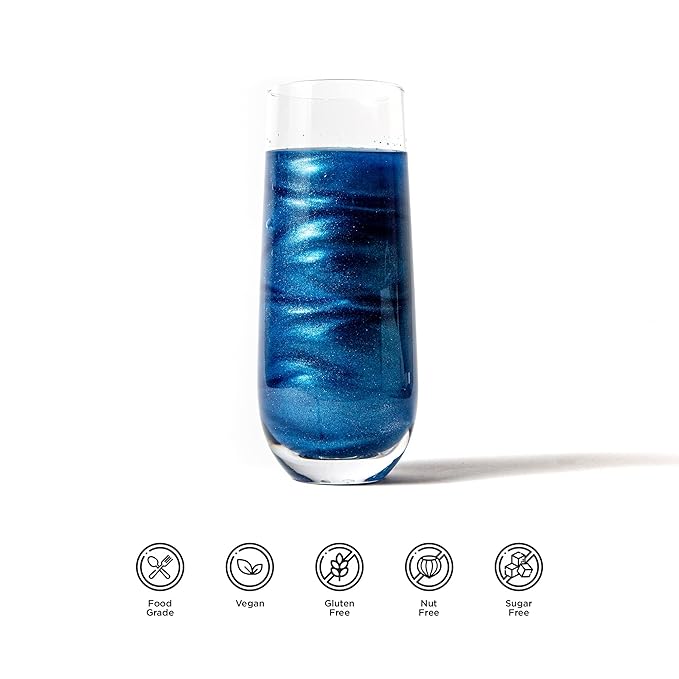 Blacksherbet Blue Edible Glitter for Drinks 5 Grams | KOSHER Certified | Drink Glitter and Dust for Cakes, Cocktail Glitter, Wine, Champagne, Cupcakes, 100% Edible, Food Grade & Coloring