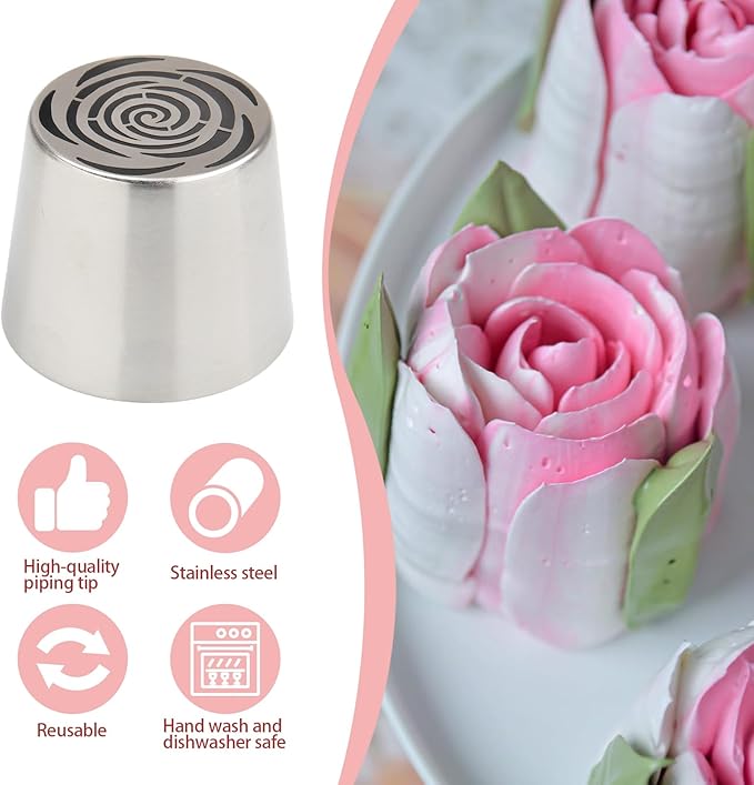 Extra Large Russian Piping Tips for Marshmallows Stainless Steel Flower Frosting Nozzles many styles Cake Decorating Baking tool for Buttercream, Cupcakes Cookies(SL51)