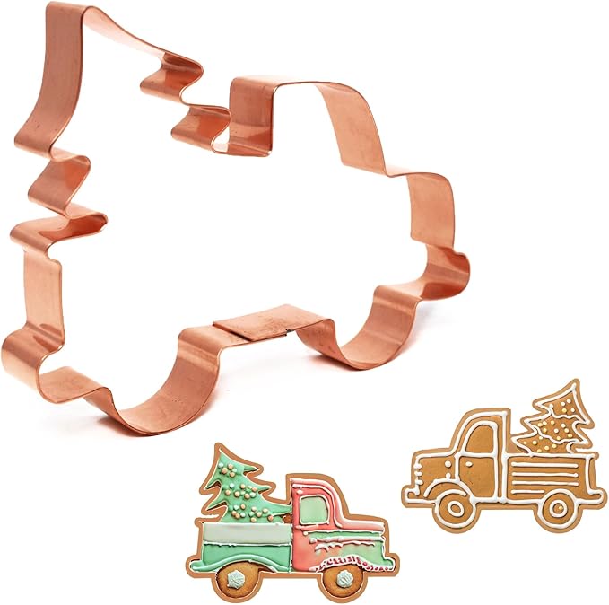 Pickup Truck with Christmas Tree Cookie Cutter 5.5 Inch Handcrafted in USA by The Fussy Pup