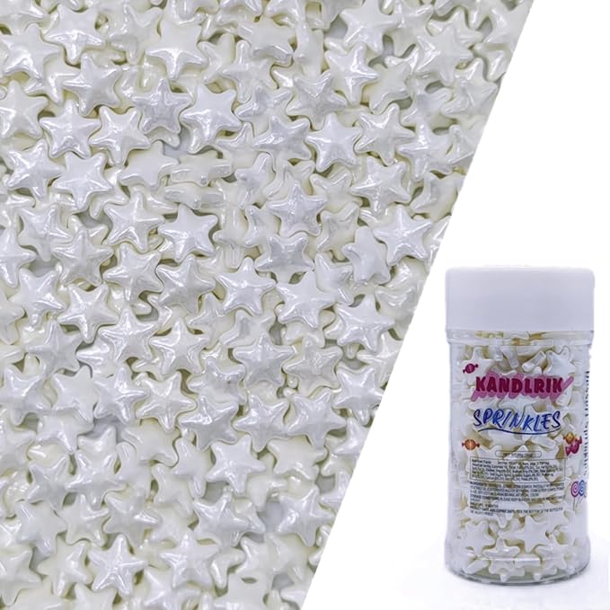 10mm White Sprinkles Edible Stars Cake Decorating Stars Cake Decorations Cupcake Toppers Cookie Decorating Perfect for Cakes,Cupcakes,Desserts Toppings 3OZ