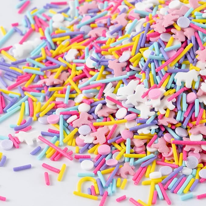 Unicorn Sprinkles for Cake Decorating 4.2 ounce Edible Pink Purple Blue Unicorn confetti Jimmies Sprinkles Mix Topper Cookie for Cupcakes Candy Cream Chocolate Birthday Princess Party
