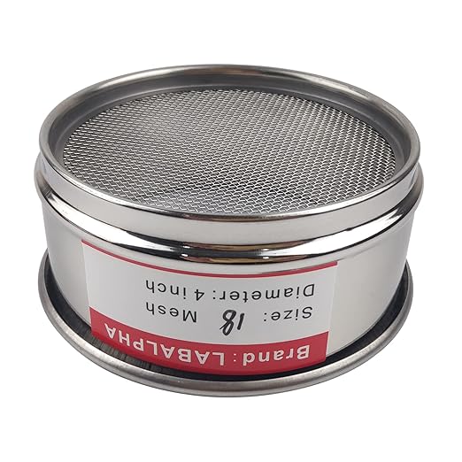 LABALPHA 18 Mesh Lab Sieves, Test Sieve #18 Mesh, 4'' Diameter, 304 Stainless Steel Wire Cloth (1mm)