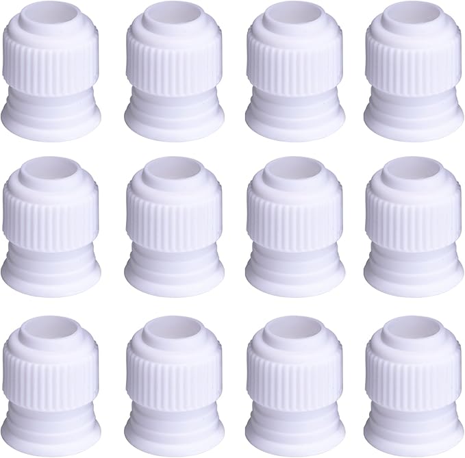 Shappy 12 Pieces Coupler Piping Bag Plastic Standard Couplers Cake Decorating Pipe Tip for Frosting Icing Nozzles (1.2 x 1 Inch)