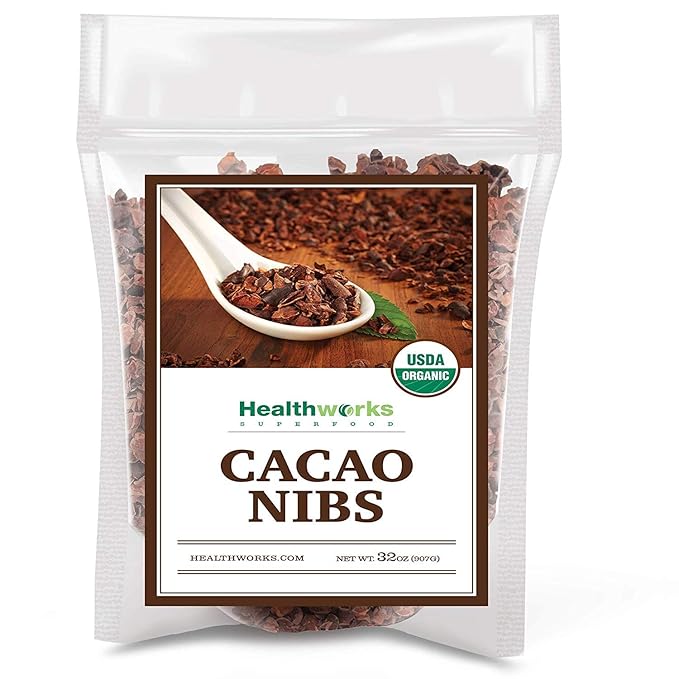 Healthworks Superfoods Cacao Nibs Organic - 32 Oz / 2 Lbs - Criollo Bean - Raw Unsweetened Chocolate Substitute - Certified Organic - Keto, Vegan & Non-GMO - Antioxidant