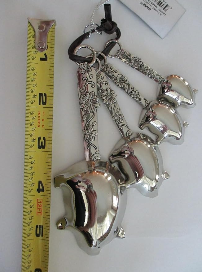 Ganz 4-Piece Measuring Spoons Set, Farmhouse Pigs with Flowers