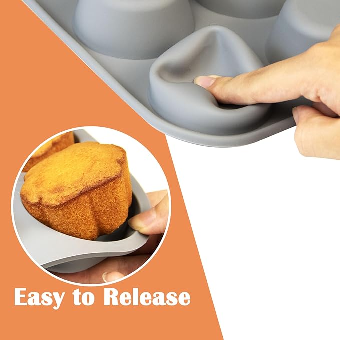 6 Cups Silicone Mini Muffin Pan Set, Nonstick Mini Cupcake Pans, 2pcs BPA Free Small Muffin Tin for Baking
