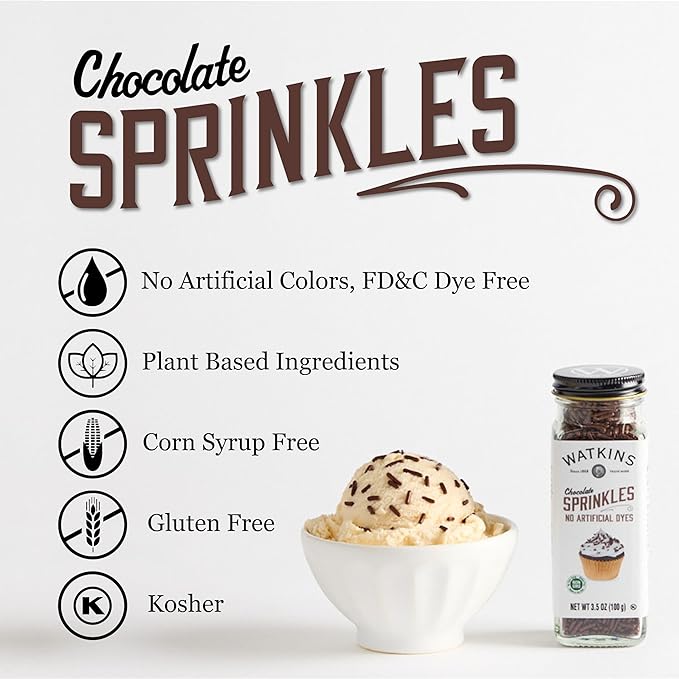 Watkins Chocolate Decorating Sprinkles, 3.5 Ounce, Pack of 3