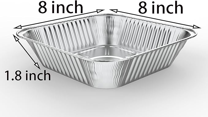 WANBAO 30 Pcs Disposable Aluminum Tin Foil Baking Pans Bakeware Square 8'' X 8'' X 2'' Inch Meal Prep for Catering, Baking Cakes, Breads, Brownies, Bread, Meatloaf, Lasagna