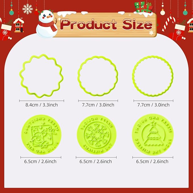KALAIEN 12Pcs Christmas Cookie Cutters,Personalized Cookie Stamp,Cookie Stamps for Baking Cookies Biscuit Baking Tools Embossing Cookie Molds