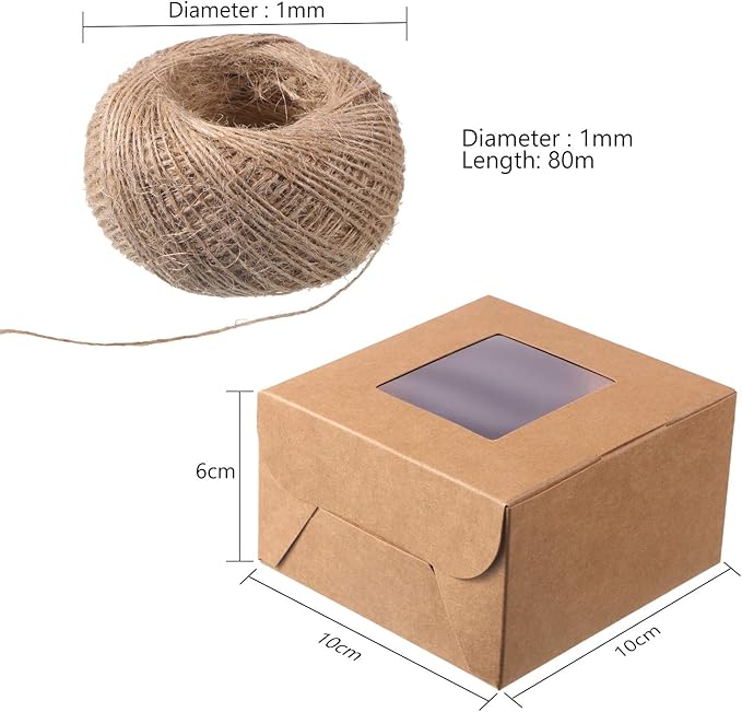 50 Pieces Bakery Box with Window Cookie Boxes Mini Kraft Boxes Gift for Pastries, Candy, Pie, Cupcakes, Soap Packaging for Homemade Soap (4 x 4 x 2.5 Inch, Brown)